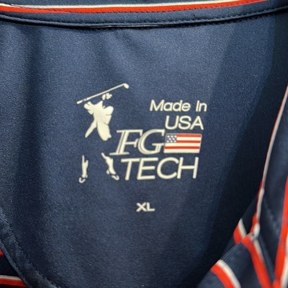 Men’s FG Tech Red White & Blue Striped Polyester & Spandex Golf Polo Size XL - Picture 5 of 9